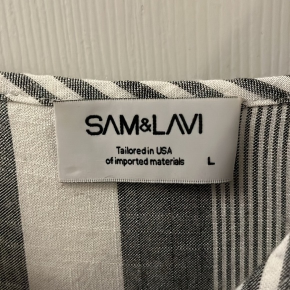 Striped white and grey/blue cotton sundress - Picture 3 of 3